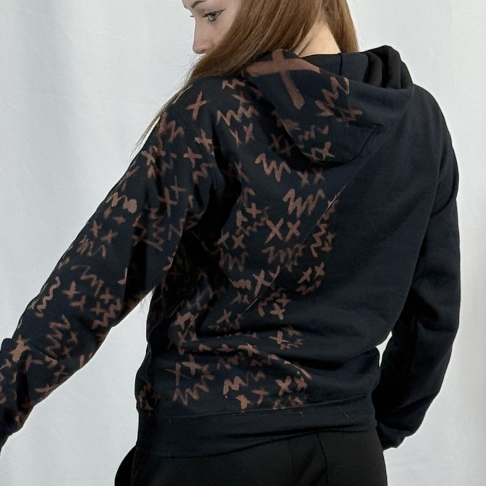 SMALL- Black Half n Half Hoodie
