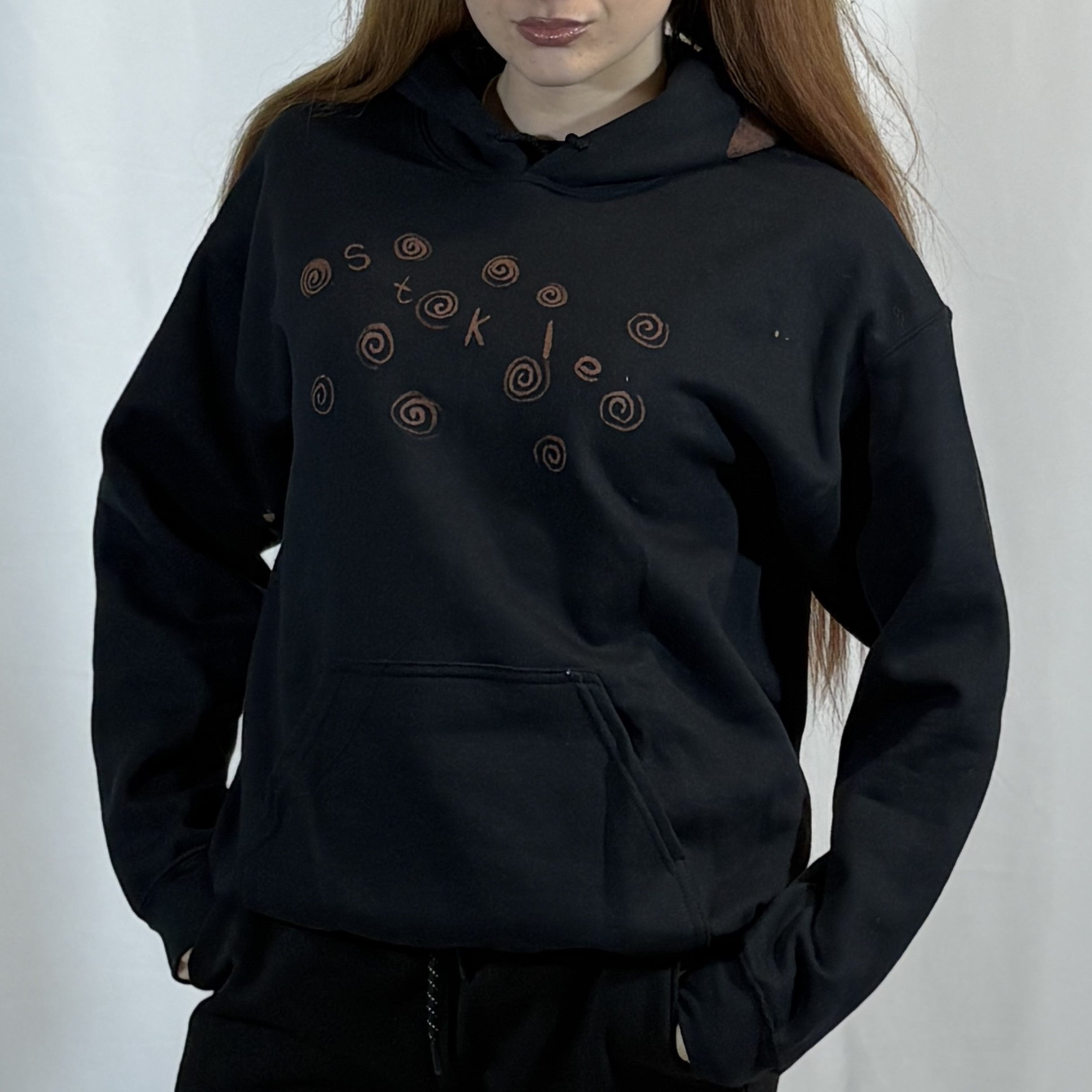 MEDIUM- Black Doodle Hoodie