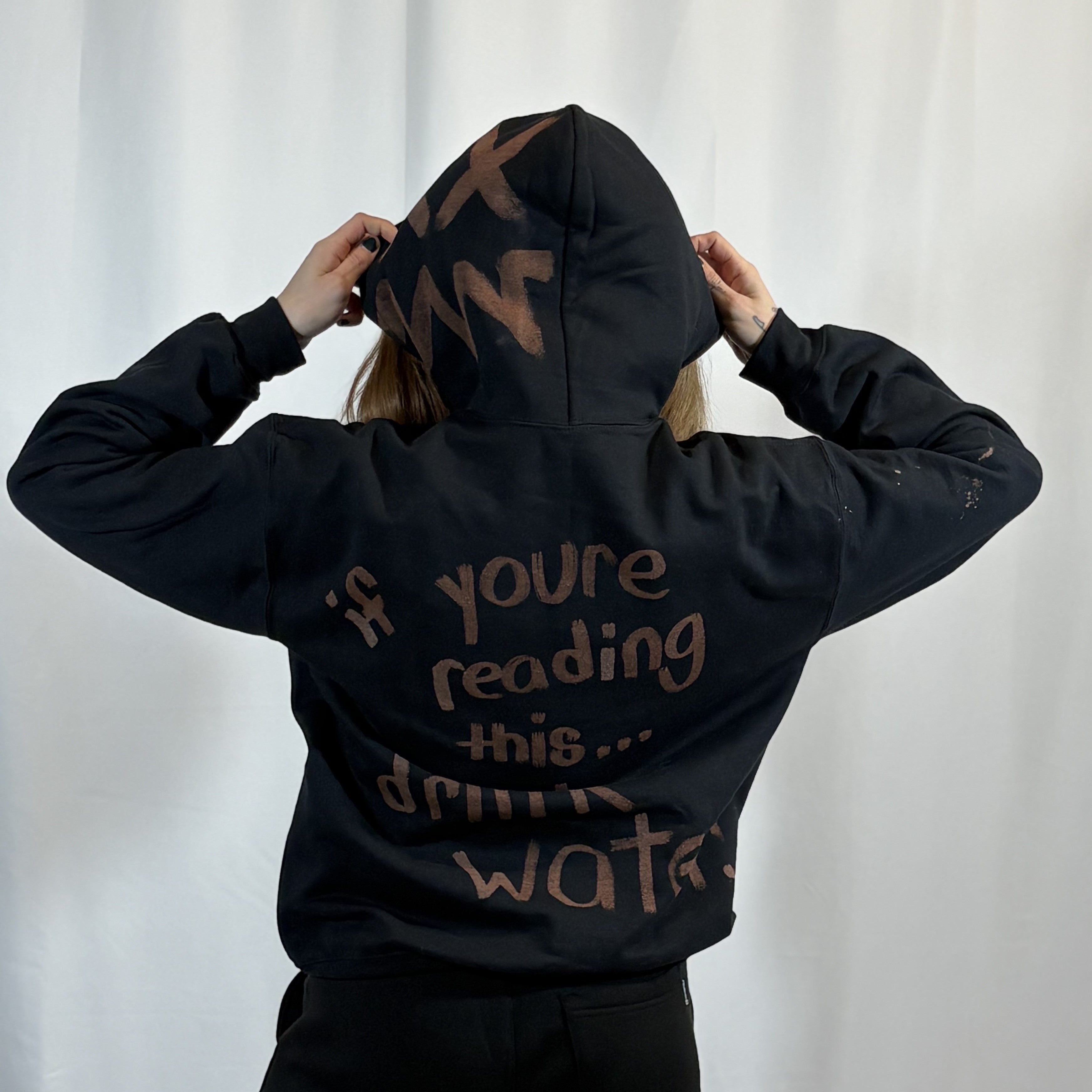 MEDIUM- Black Doodle Hoodie