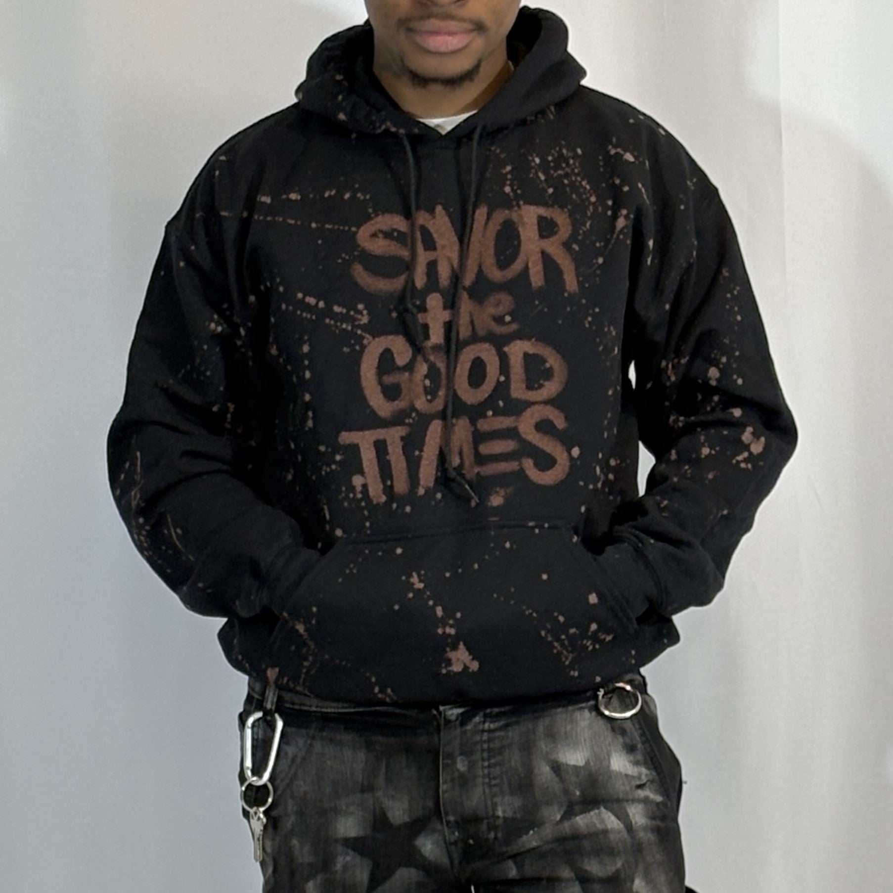 LARGE- Black Sayings Hoodie
