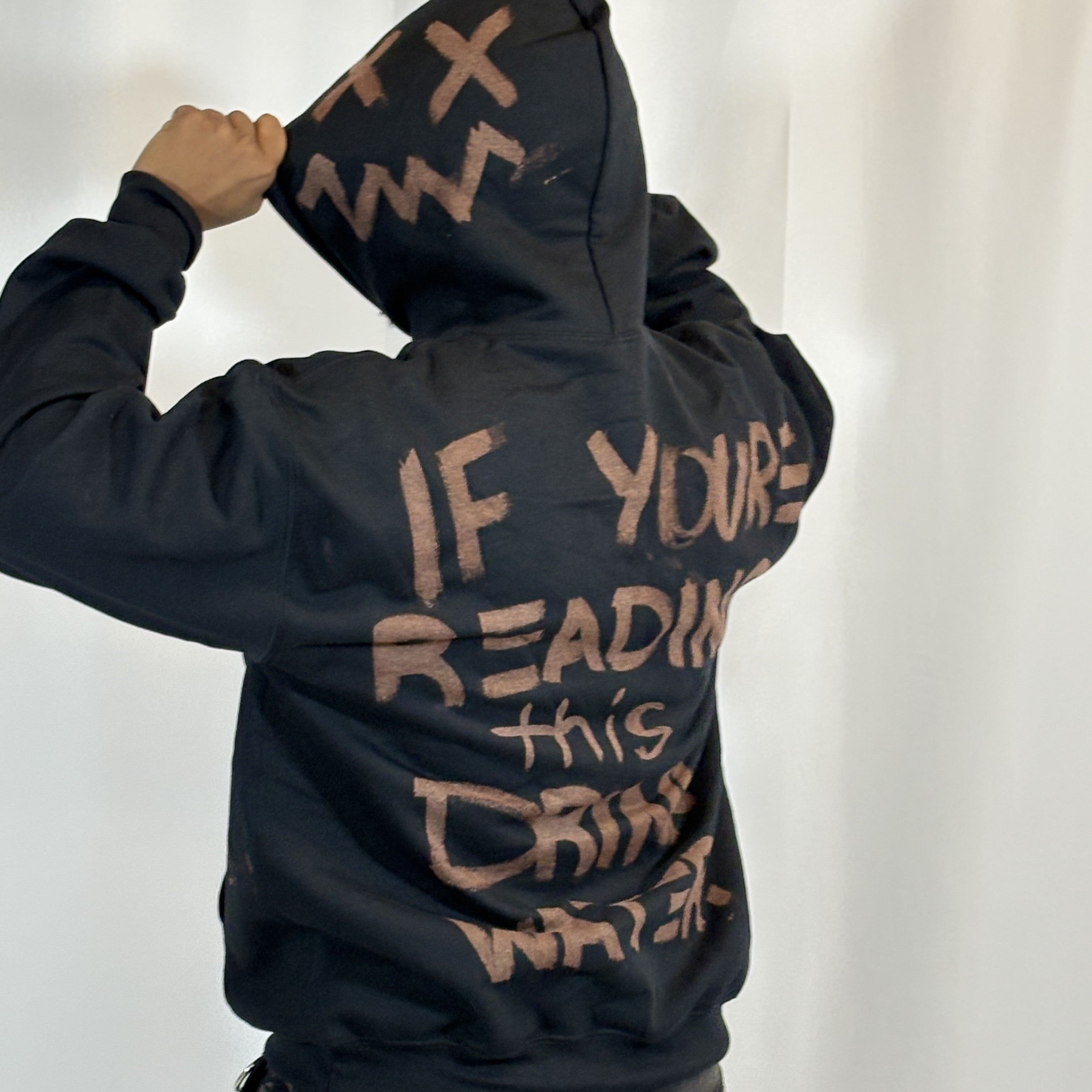 LARGE- Black Water Hoodie