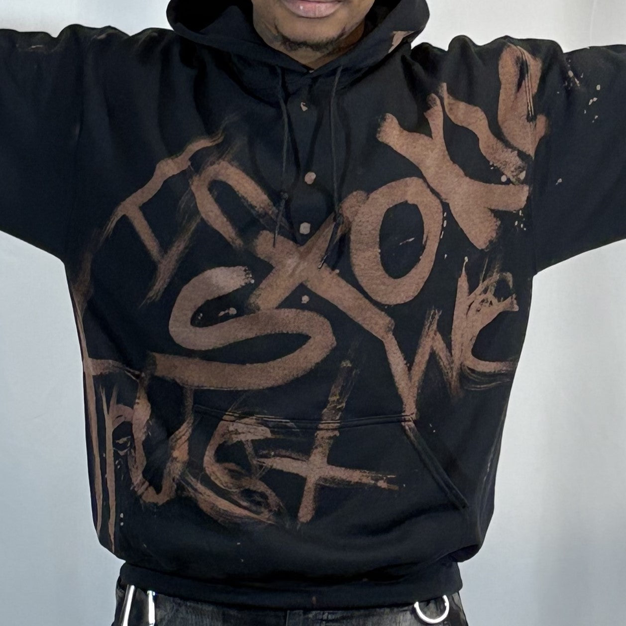 XL- Black Doodle Hoodie