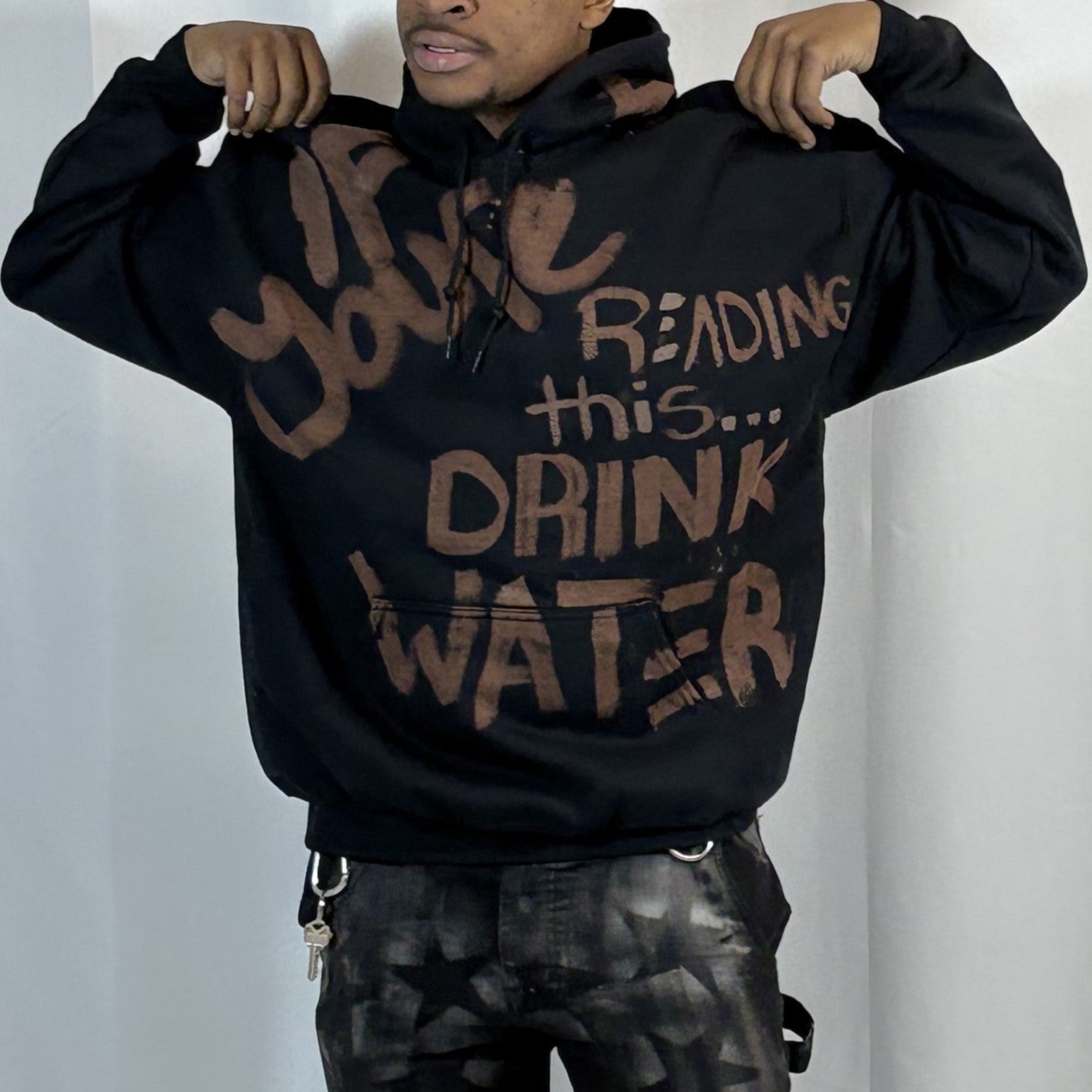 XL- Black Reverse Water Hoodie
