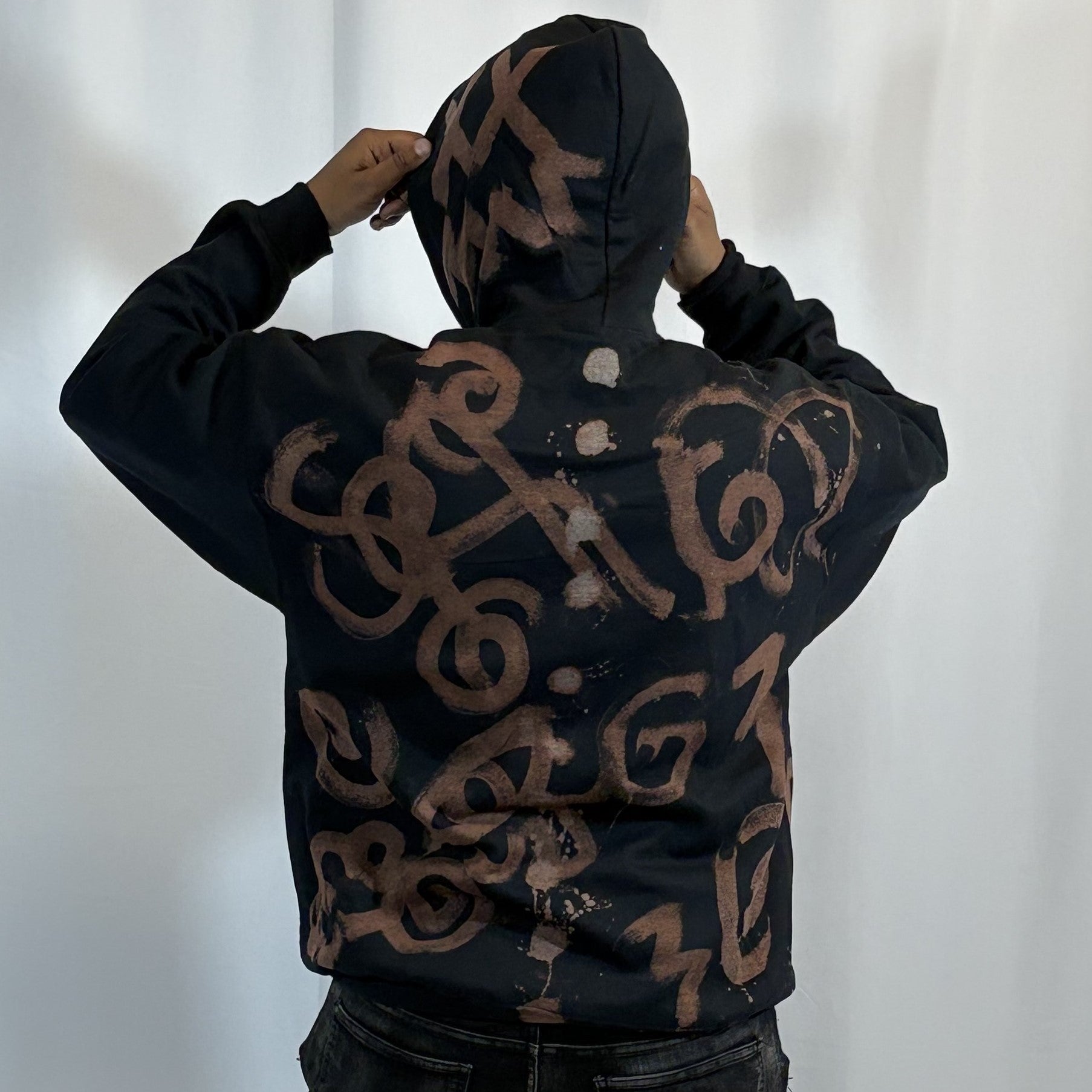 XL- Black Doodle Hoodie
