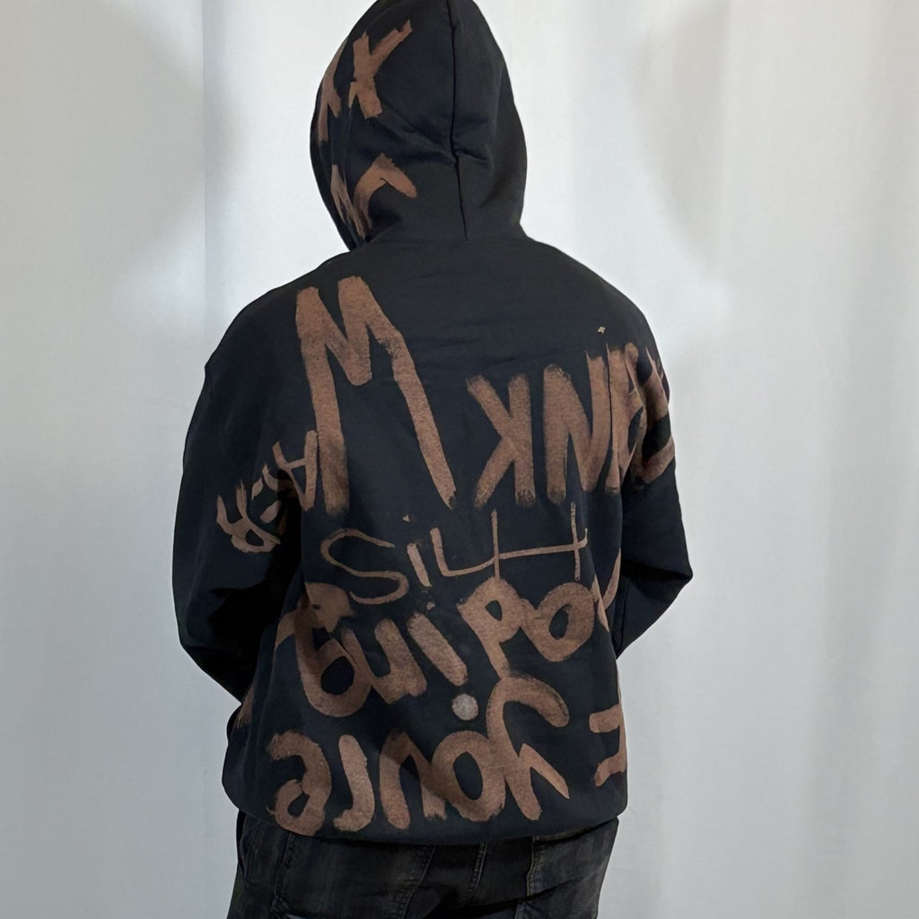 XL- Black Reverse Water Hoodie
