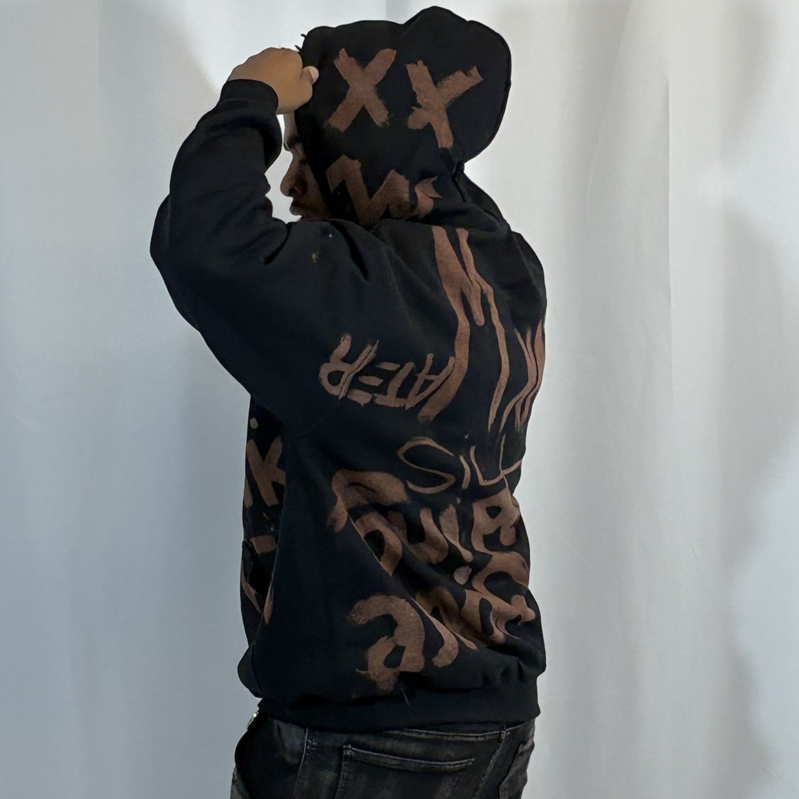 XL- Black Reverse Water Hoodie